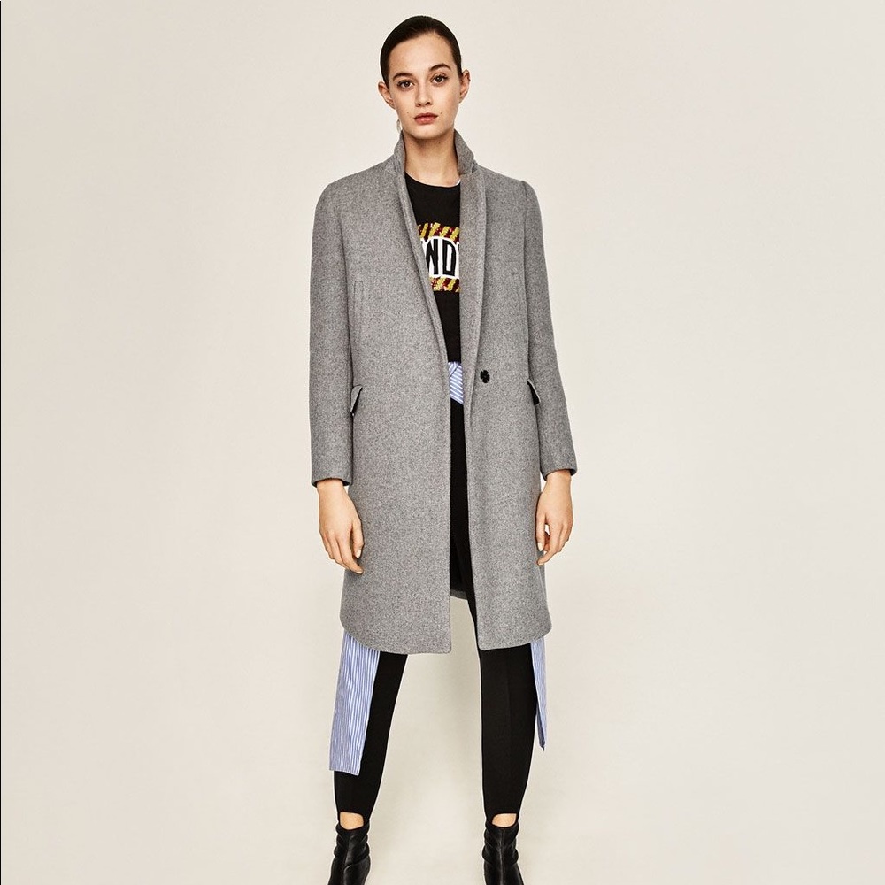 Grey Zara Winter Coat XS